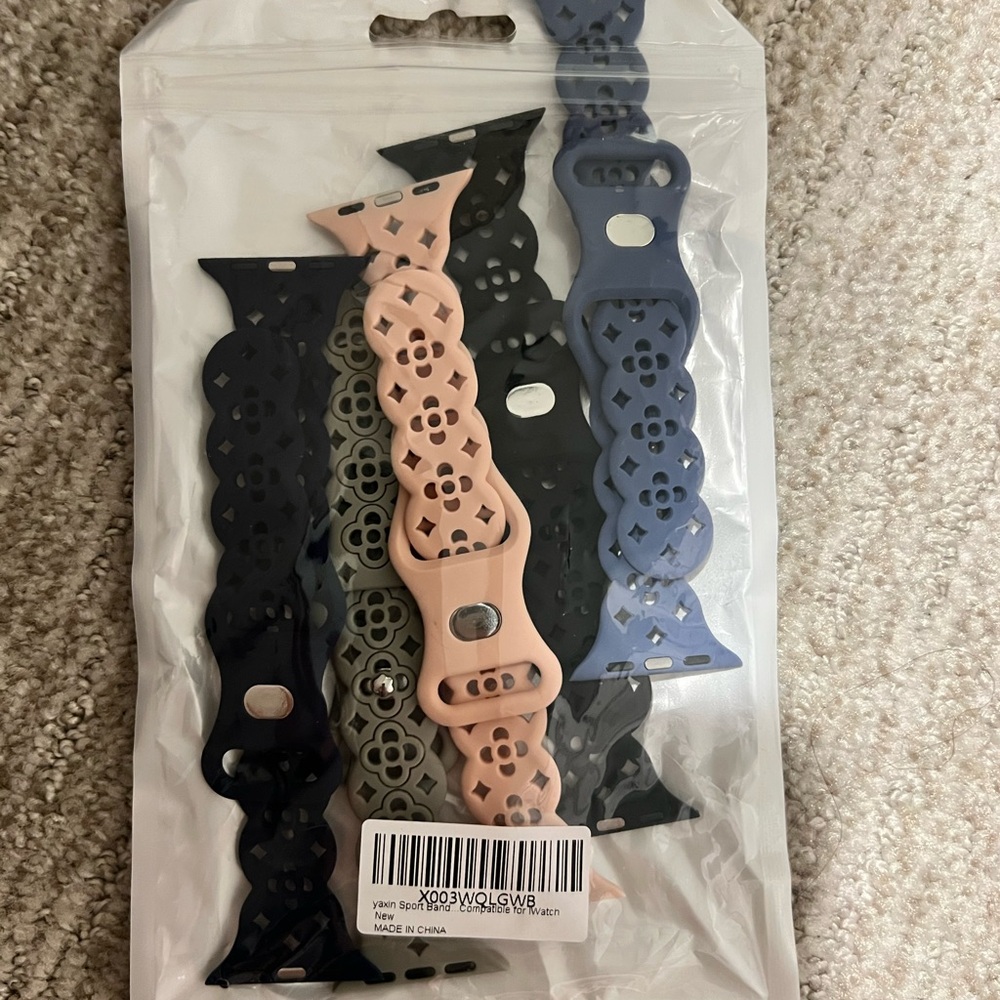 Apple Watch Bands in Pink, Black, and Blue (fits 40mm face)